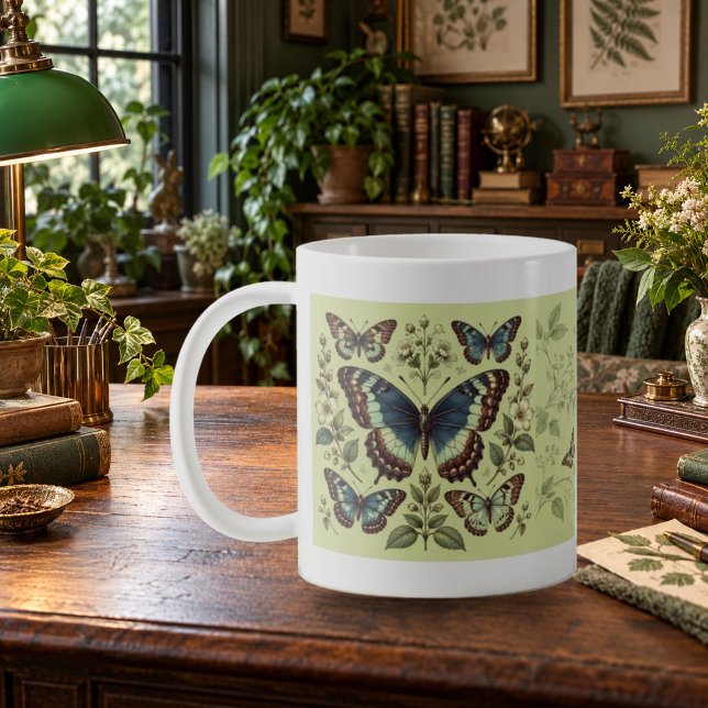 Fjärilarkiv Fjärilstudie Mugg (Butterfly Archive Butterfly Study Mug — refined lighting and contact shadows. Digital lifestyle preview.)