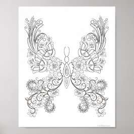 Fjärilblommor #17 Fantasyfärgläggning Poster