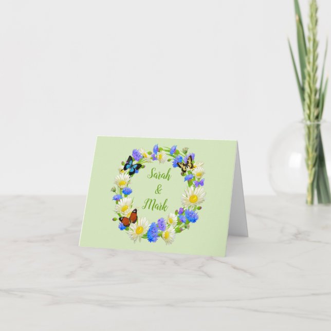 Fjärilblommor Personliga Bröllopsnotkort Tack Kort (Framsida)