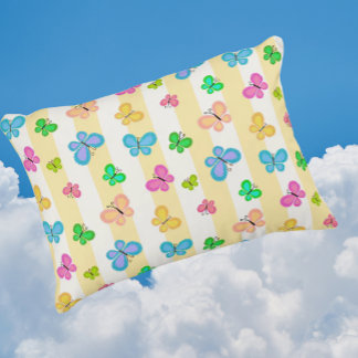 Fjärildrömmar Gul Vit Rand Prydnadskudde