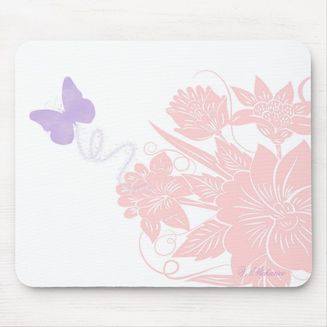 Fjärilen blommar mousepad musmatta (Framsidan)