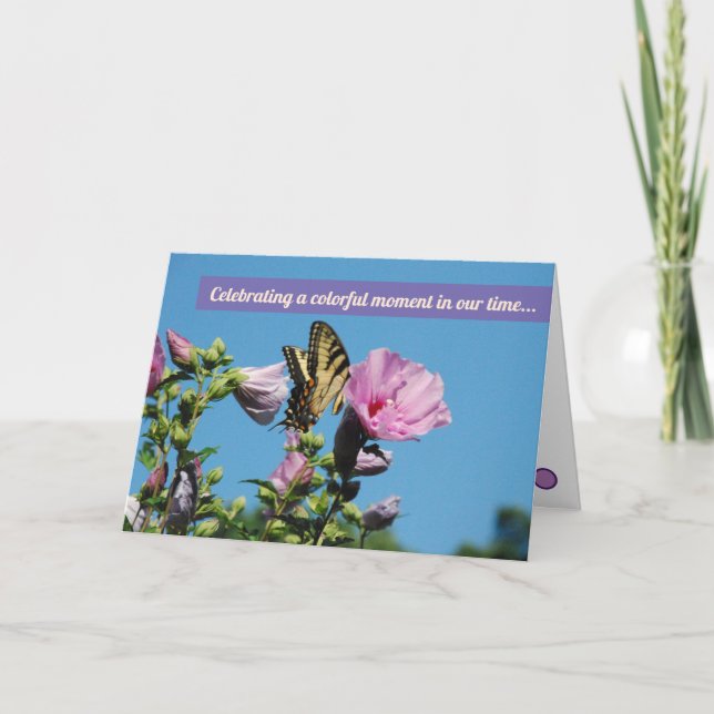 Fjärilen i blommor tackar dig att card tack kort (Framsida)