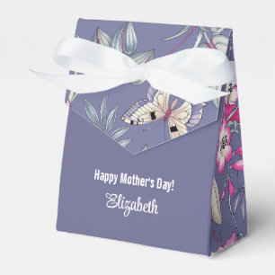Fjärilen och blommor planlägger favör/gåvan bo presentaskar