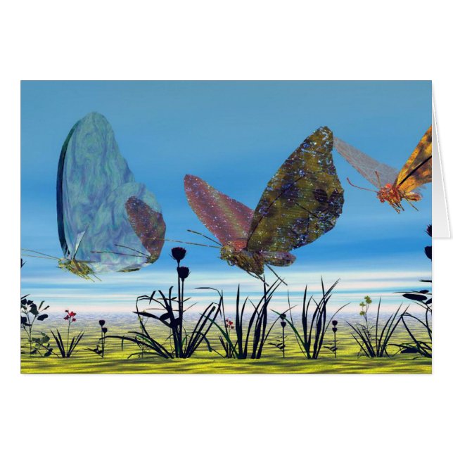Fjärilen påskyndar kortet hälsningskort (Framsidan Horizontal)