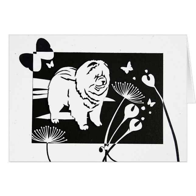 FJÄRILEN SÄTTER IN Chowpapercut Hälsningskort (Framsidan Horizontal)