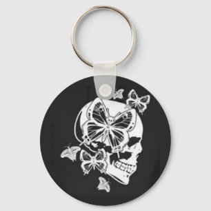 Fjärilen & skallen knäppas Keychain Nyckelring