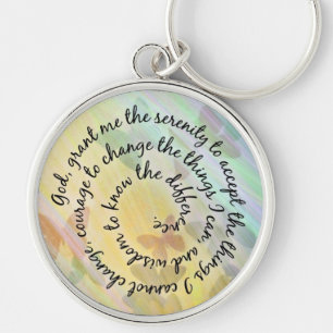 Fjärilen skuggar Serenitybönen Keychain Rund Silverfärgad Nyckelring