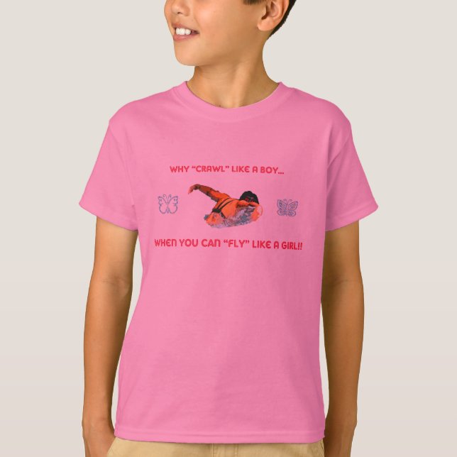 Fjärilen slår simmaT-tröjaför barn T-shirt (Framsida)