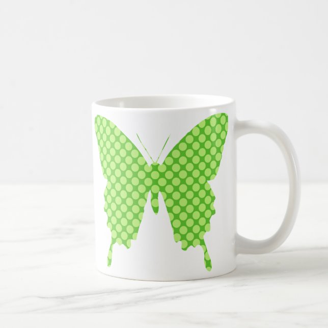 Fjärilen som är retro pricker, skuggar av kaffemugg (Höger)