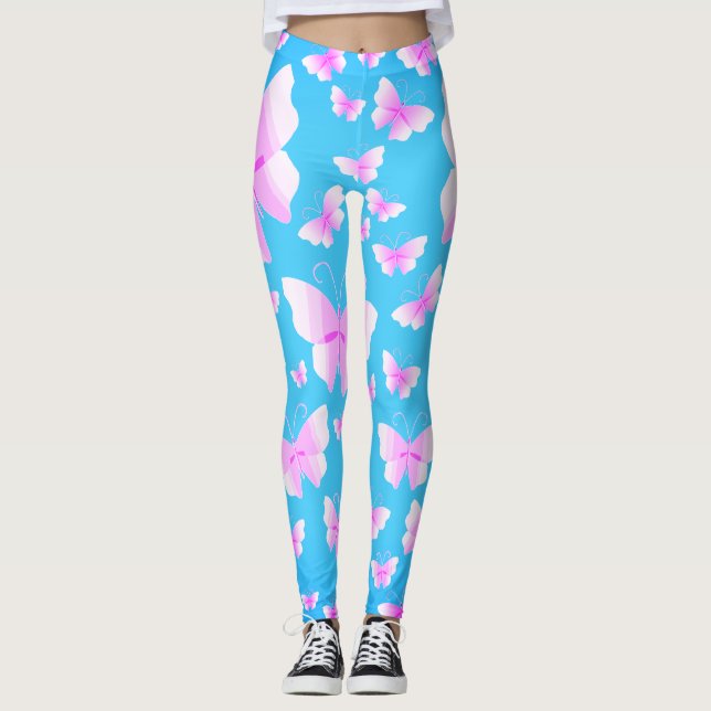 Fjärilfamilj i rosa nyanser leggings (Framsida)