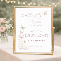 Fjärilkyssar Babyflicka Baby Shower