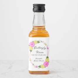 Fjärilkyssar för den blivande fru Bröllopsfest Spritflaskor Etikett