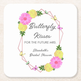 Fjärilkyssar för den framtida Mrs. Bröllopsfest Underlägg Papper Kvadrat