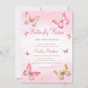 Fjärilkyssar och babysnuttar Flickor Babyshower Inbjudningar