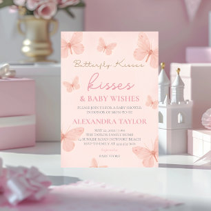 Fjärilkyssar önskar könsneutrala baby shower inbjudningar