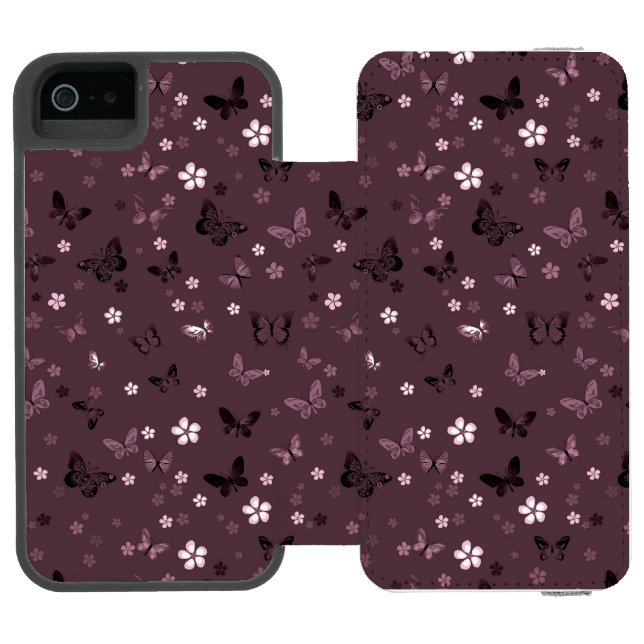 Fjärilmönster 5 incipio iPhone wallet skal (Folio Öppen)