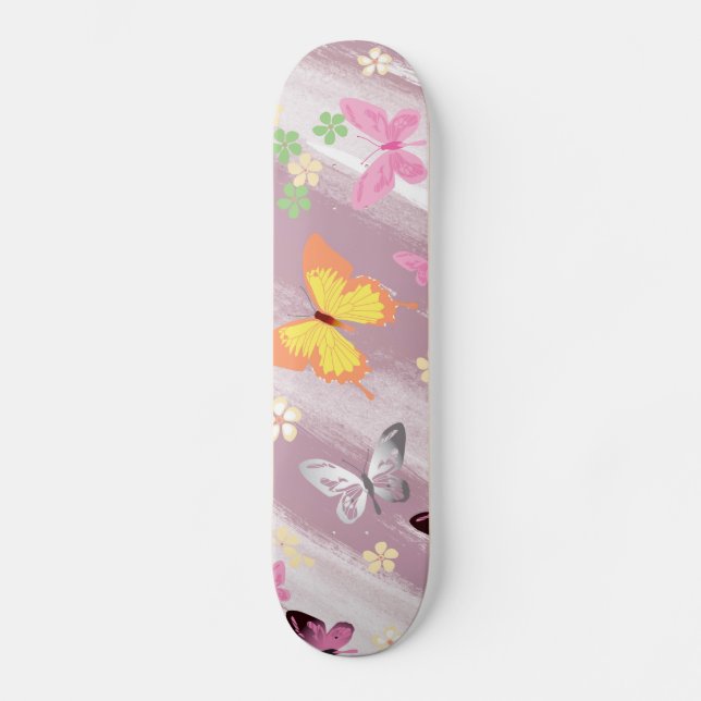 Fjärilmönster 7 mini skateboard bräda 18,5 cm (Framsida)