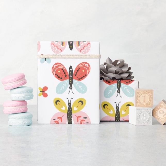 Fjärilmönster  presentpapper (Baby Shower)