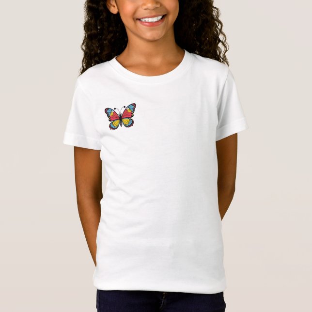 Fjärilmönster Tjej T-Shirt (Framsida)