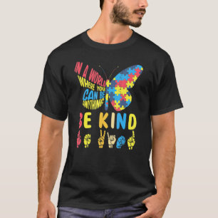 Fjärilpussel Vänlig tecken språk hand autism T Shirt