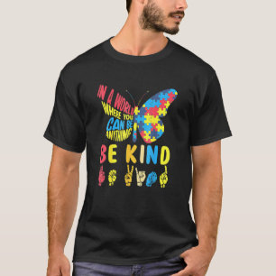 Fjärilpussel Vänlig tecken språk hand autism T Shirt