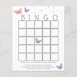 Fjärils Baby Shower Bingo Spelkort