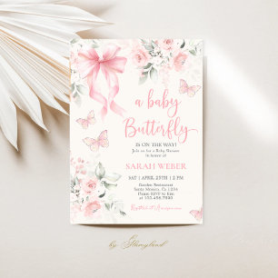 Fjärils baby shower flicka inbjudningar