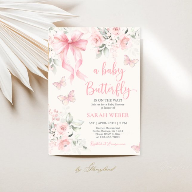 Fjärils baby shower flicka inbjudningar (Skapare uppladdad)