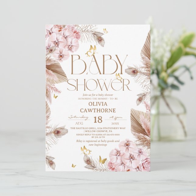  Fjärils-Baby Shower  Inbjudningar (Stående Fram)