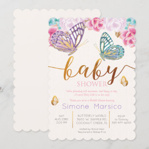 Fjärils Babyshower Inbjudan