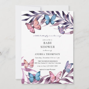 Fjärils Babyshower Inbjudningar
