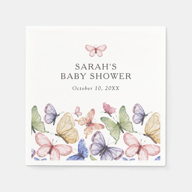 Fjärils-Babyshower Pappersservett (Framsidan)