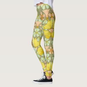 Fjärils blomster botanisk färgrik leggings