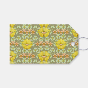 Fjärils blomster botanisk färgrik presentetikett
