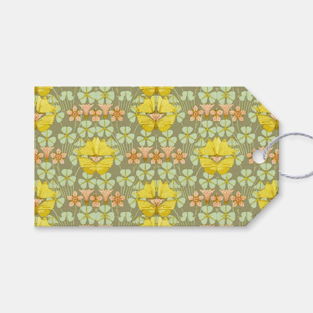 Fjärils blomster botanisk färgrik presentetikett (Framsidan (Horisontell))
