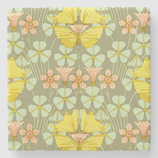 Fjärils blomster botanisk färgrik stenunderlägg (Framsidan)