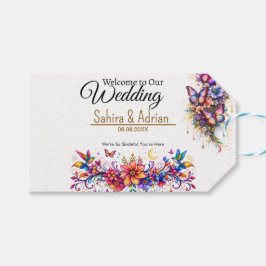 Fjärils blomsterpresentpåse - Anpassning tillgängl Presentetikett