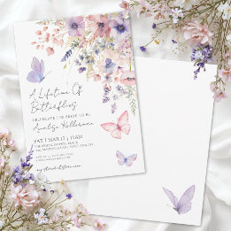 Fjärils- Bröllopsdusch med vilda blommor Inbjudningar