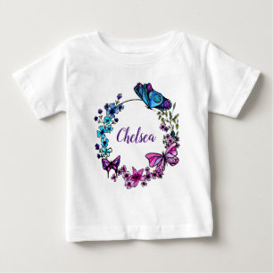 Fjärils- och blommakran t shirt