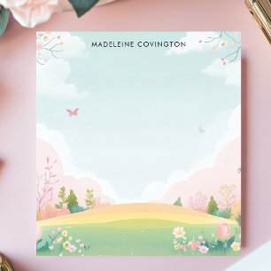 Fjärilsäng Floral Personligt Namn Anteckningsblock
