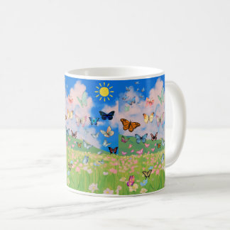 Fjärilsäng kaffemugg – Mjuk blomster natur D