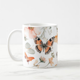 Fjärilsäng vattenfärg söt kaffemugg