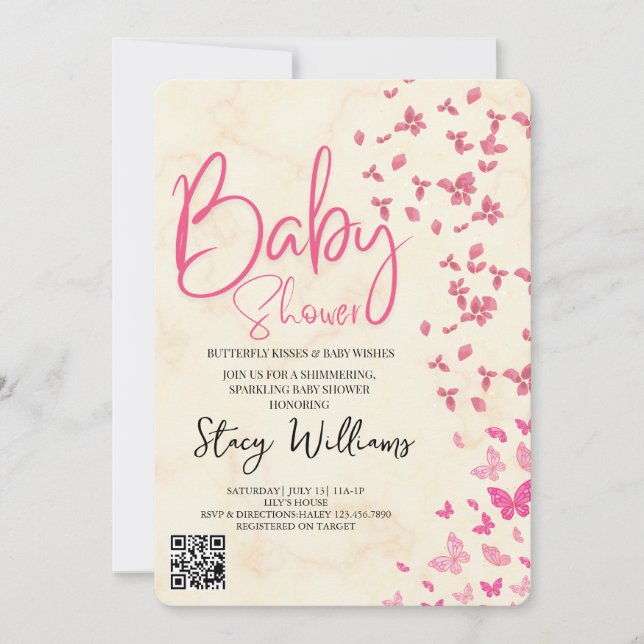 Fjärilsbabyshower Inbjudningar (Framsida)