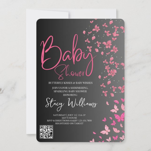 Fjärilsbabyshower Inbjudningar (Framsida)