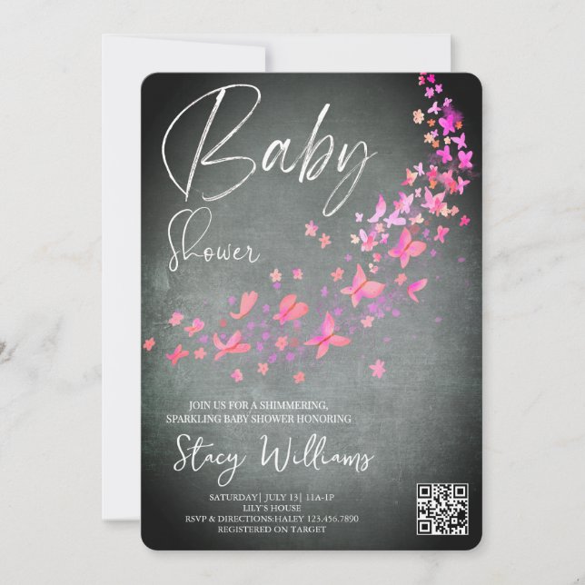 Fjärilsbabyshower Inbjudningar (Framsida)