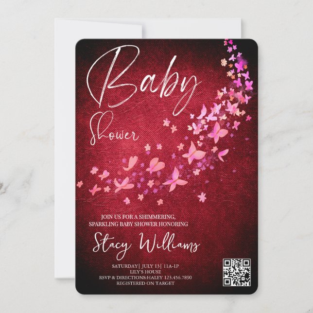 Fjärilsbabyshower Inbjudningar (Framsida)