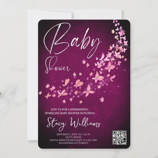 Fjärilsbabyshower Inbjudningar (Framsida)