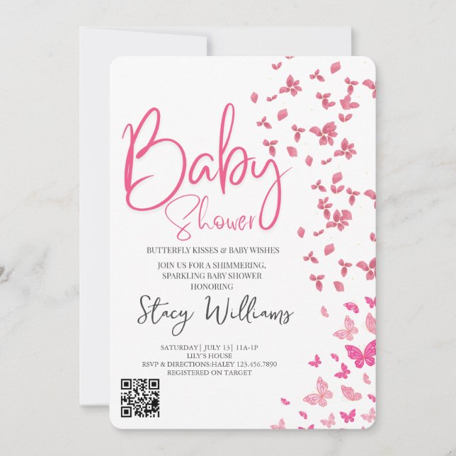Fjärilsbabyshower Inbjudningar (Framsida)
