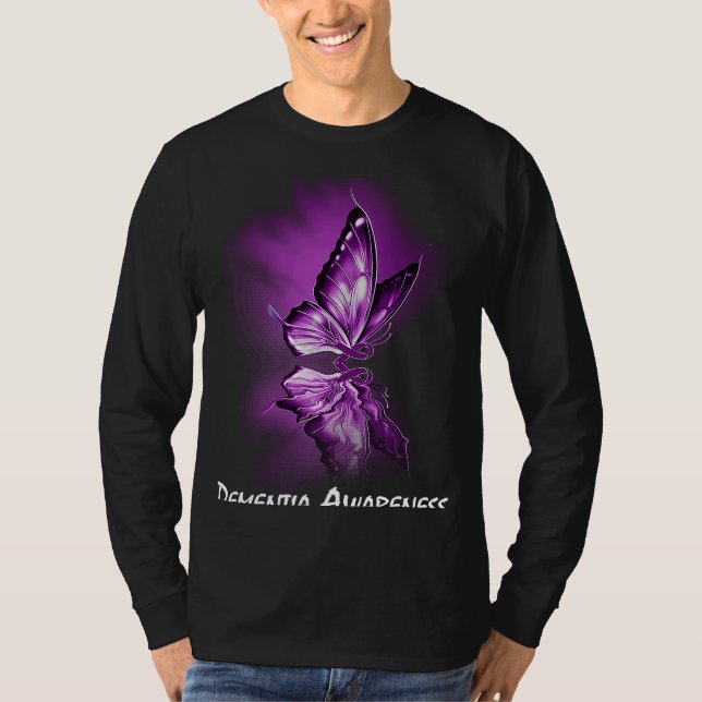 Fjärilsband Demens Medvetenhet T Shirt (Framsida)