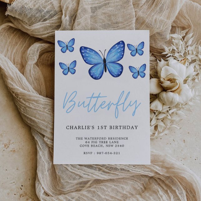 Fjärilsbarn Tvilling 1-årsdag Inbjudningar (Butterfly Kids Twin 1st Birthday Invitation)
